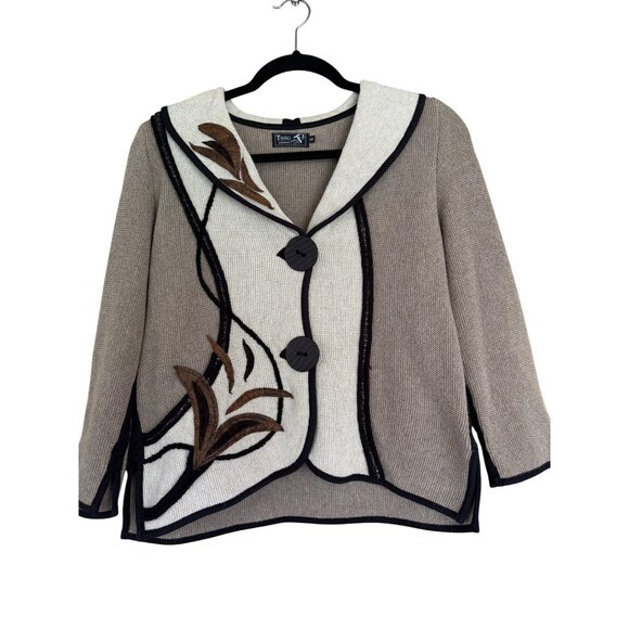 Vintage Tivoli Of Ireland Knit Jacket Embroidered Details Button Front - Picture 3 of 14